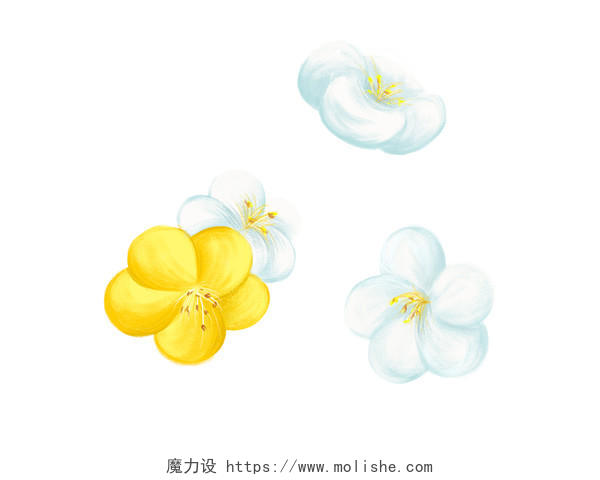 黄色手绘卡通小清新花朵元素PNG素材